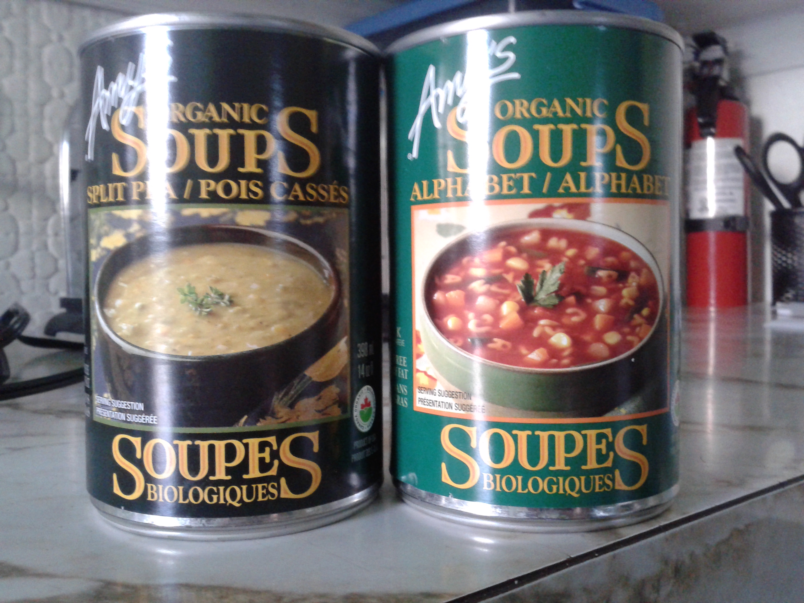 J'ai acheté la soupe aux pois cassés et "alphabet".